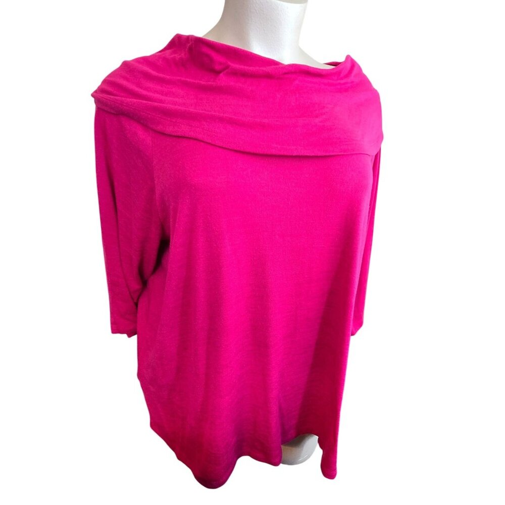 Pink Cowl Neck 3/4 Sleeve Top Catherines Womans Plus Size 3X 26/28 JJ4053